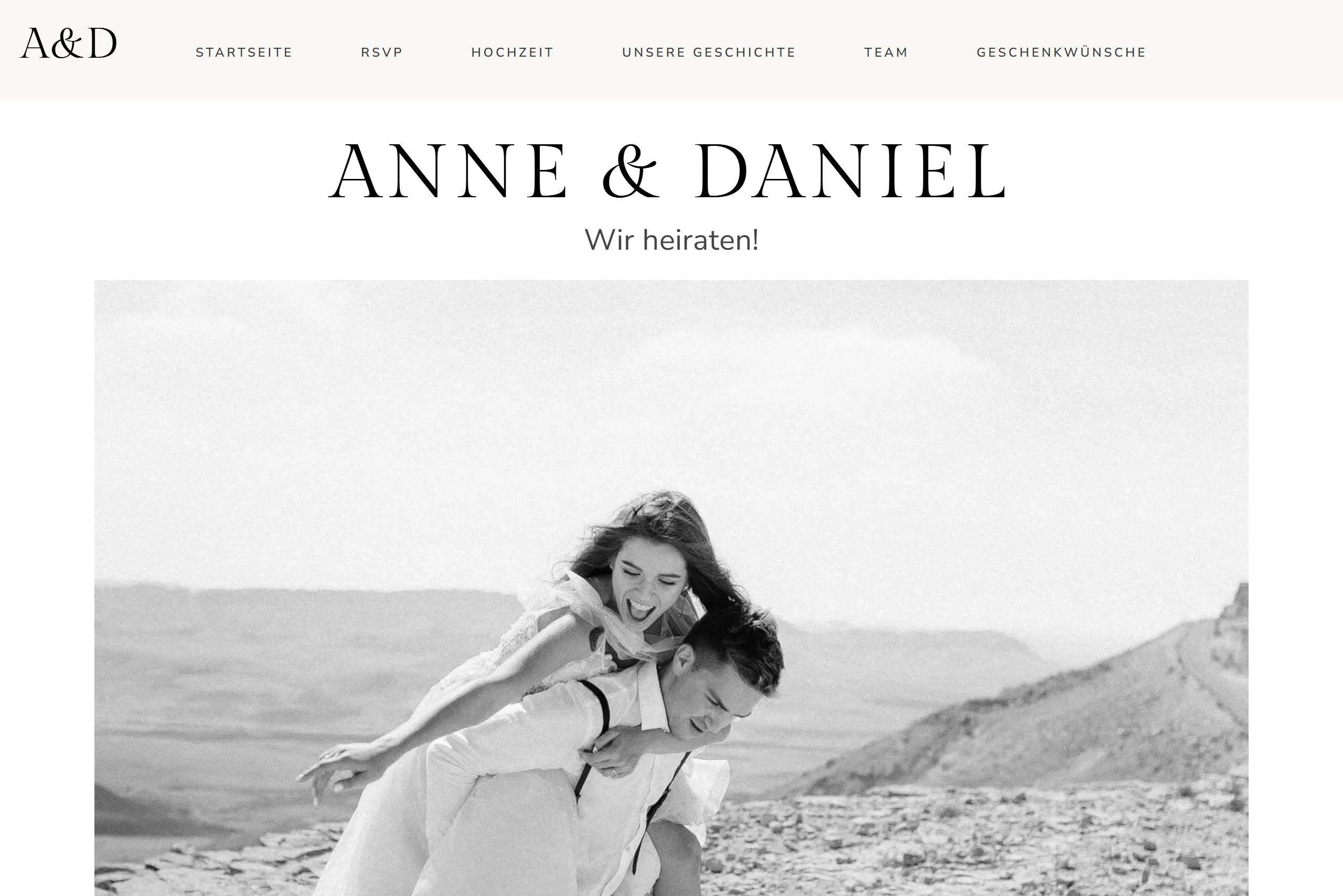 Vorlage für eine Hochzeitswebsite: Minimalistic