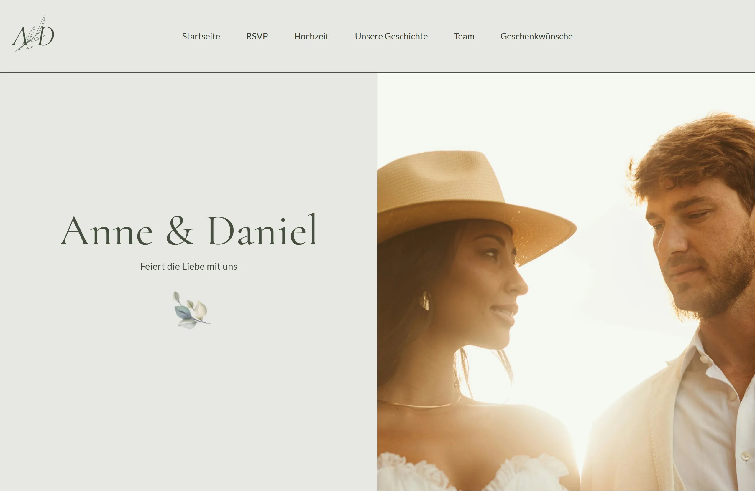 Vorlage für eine Hochzeitswebsite: Olive Green