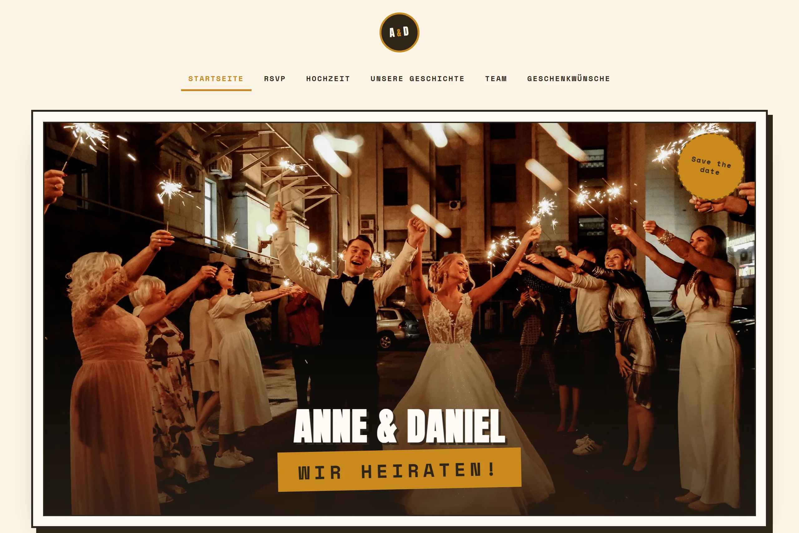 Hochzeitswebsite-Vorlage Retro Vinyl